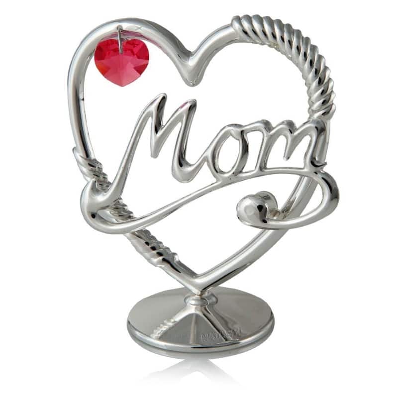 Genuine Matashi Crystals 24K Gold or Silverplated Mom In A Heart Table Top Ornament