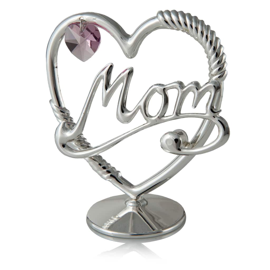 Genuine Matashi Crystals 24K Gold or Silverplated Mom In A Heart Table Top Ornament