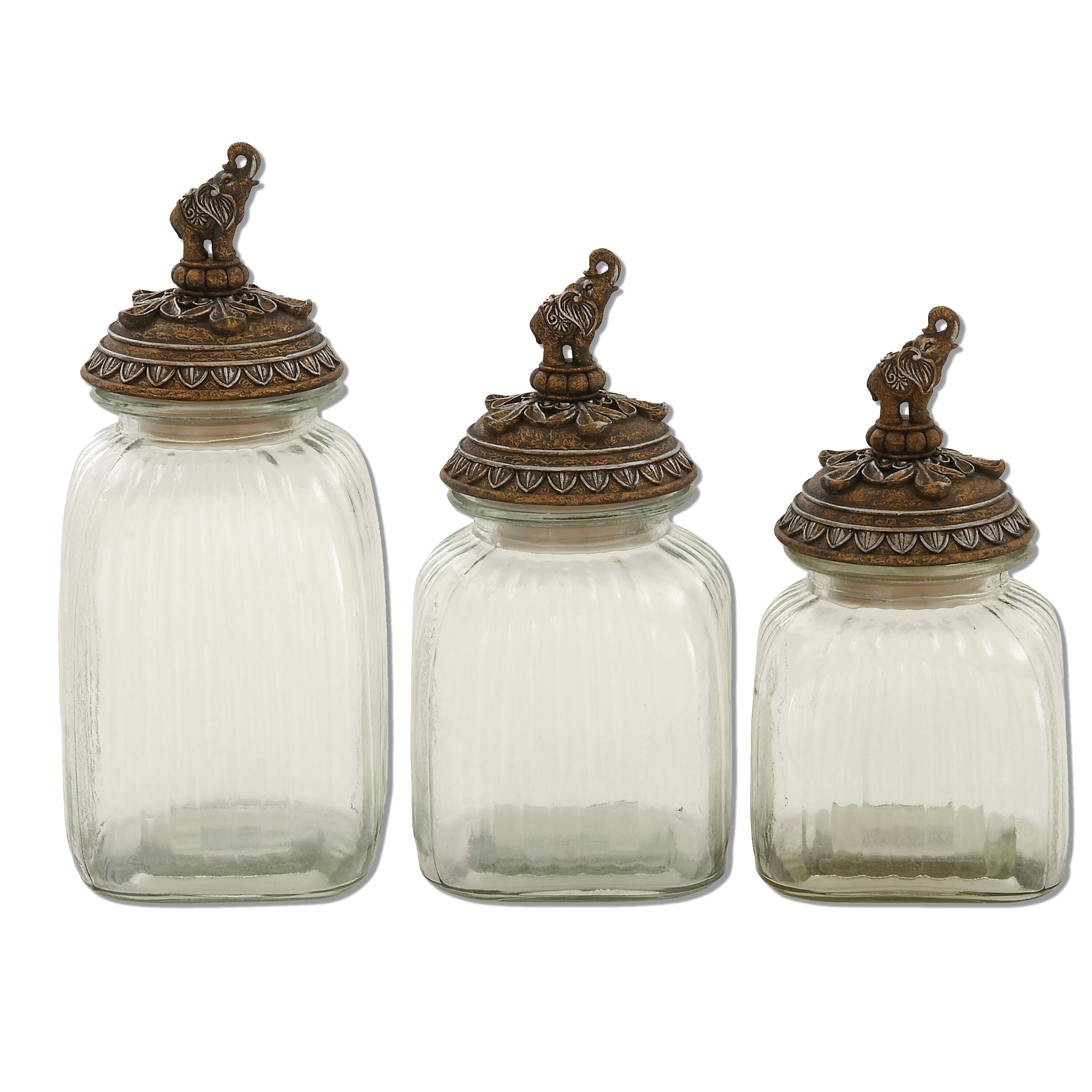 Shop Elephant Glass Canister Set Set Of 3 Free Shipping