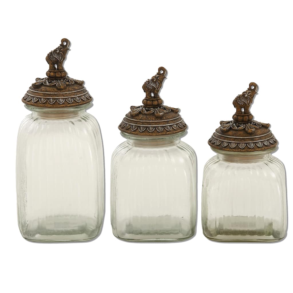 Elephant Glass Canister Set - (Set of 3)