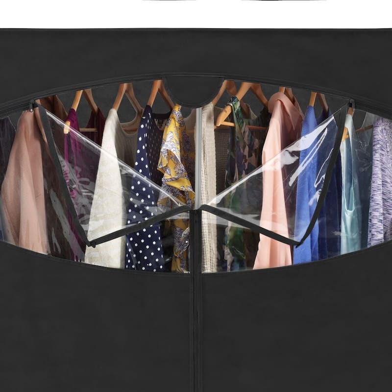Portable Wardrobe Clothes Storage Organizer Closet with Hanging Rack