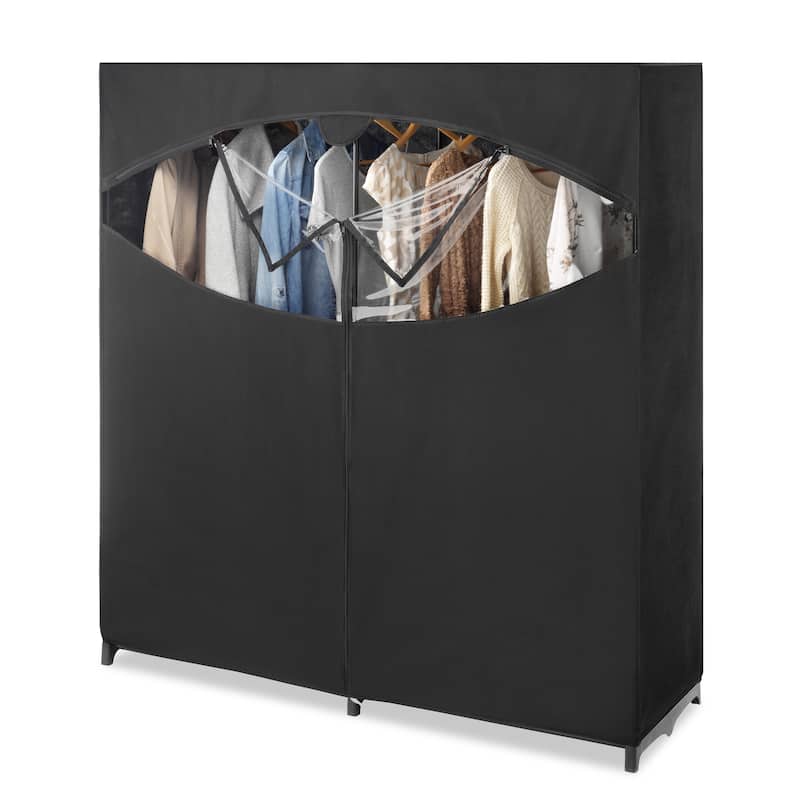 Portable Wardrobe Clothes Storage Organizer Closet with Hanging Rack