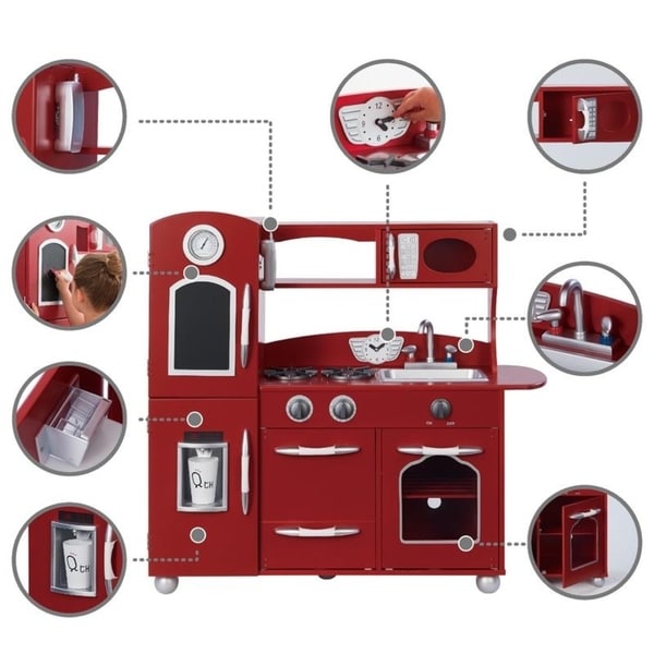 red retro play kitchen