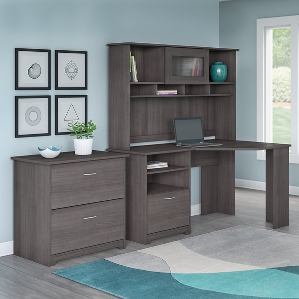 Shop Cabot Corner Desk with Hutch and Lateral File Cabinet - Free ...