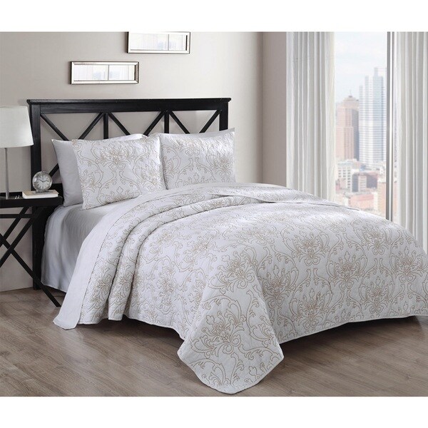 Shop Simone 3-piece Cotton Quilt Set - Free Shipping Today - Overstock ...