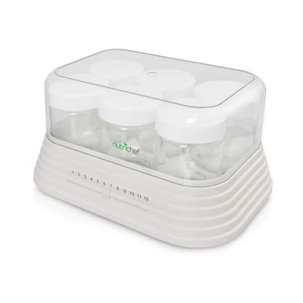 NutriChef PKYM18 White Electronic Yogurt Maker with Six (6) Glass Jars -  Bed Bath & Beyond - 10812301