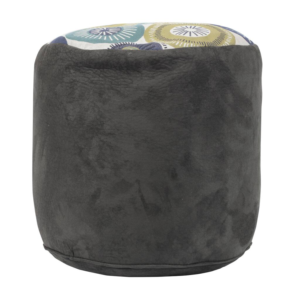 Grey Pinwheel Tapestry Pouf Ottoman