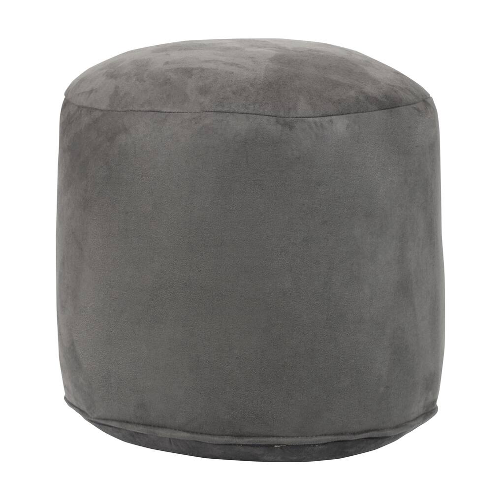Grey Cylindrical Pouf Ottoman