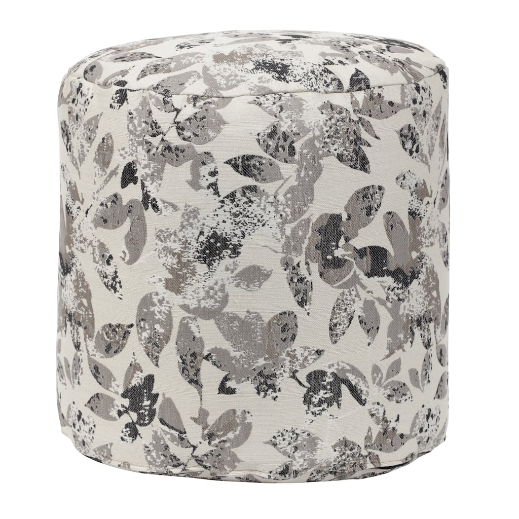 Silver Foliage Tapestry Pouf Ottoman