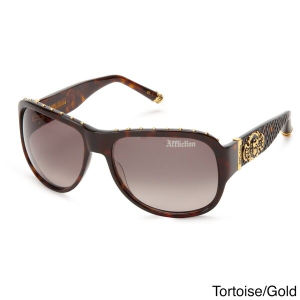 Tag and Box New Affliction Sunglasses Boomer Black Shinny Gold with Case 