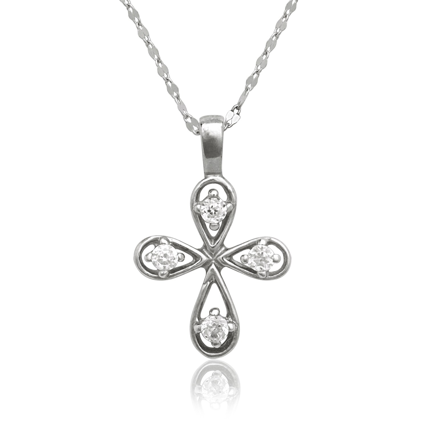 Triostar 925 Sterling Silver 14K Gold Plated CZ Diamond Studded Holy Cross Pendant Jewelry