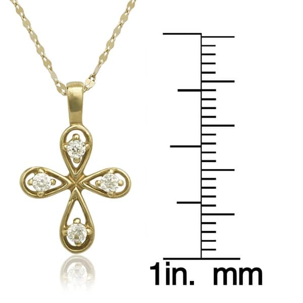 14K Yellow Gold Necklace With Faceted Cubic Zirconia 16 Inches 