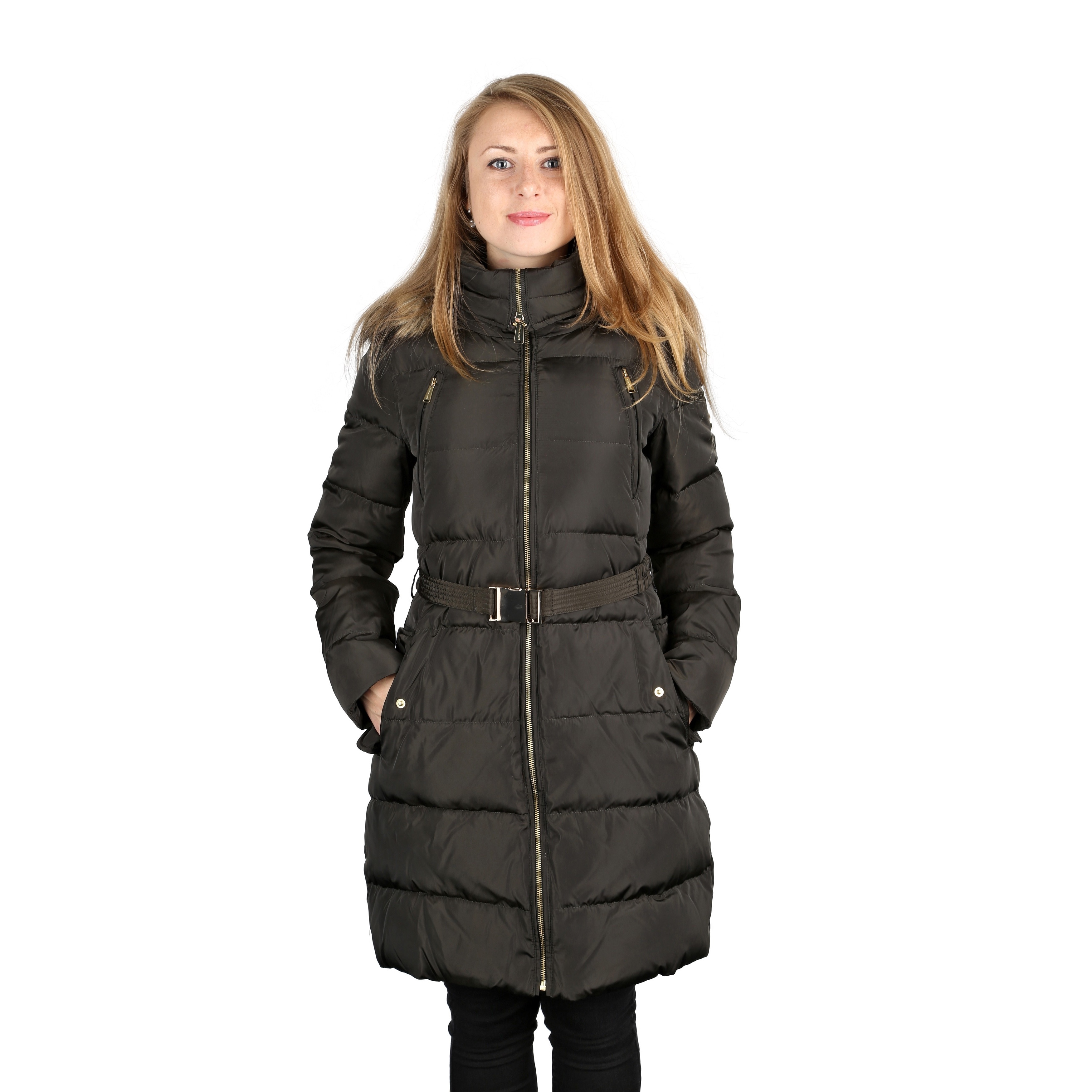 michael kors dark moss down coat