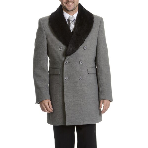 Blu Martini Men's Double-Breasted Wool Top Coat - Free Shipping Today ...