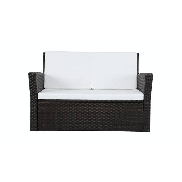 Shop Black Friday Deals On Baner Garden Outdoor Furniture Complete Patio 4 Pieces Cushion Pe Wicker Rattan Garden Set Black Overstock 10812735