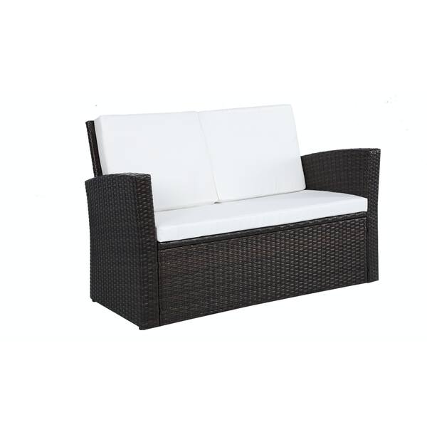 Shop Black Friday Deals On Baner Garden Outdoor Furniture Complete Patio 4 Pieces Cushion Pe Wicker Rattan Garden Set Black Overstock 10812735