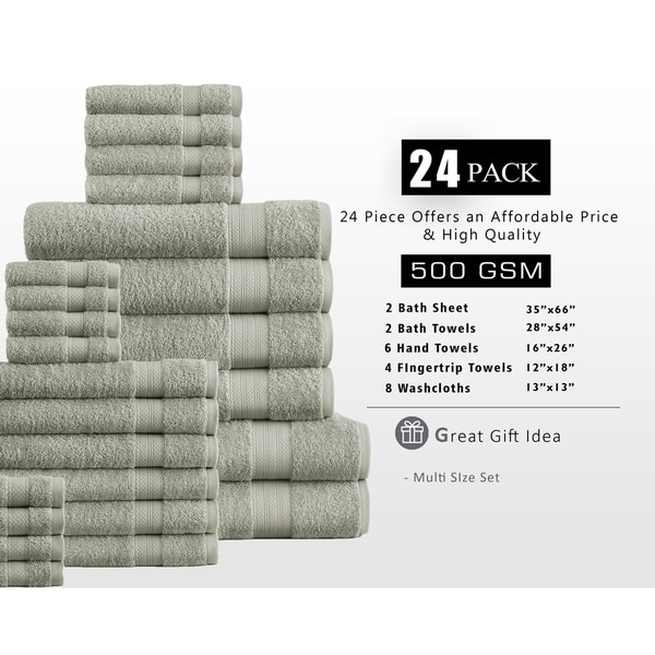 Affinity Home Soft Combed Cotton Absorbent Quick Dry 6-pc Loop Towel Set NEW