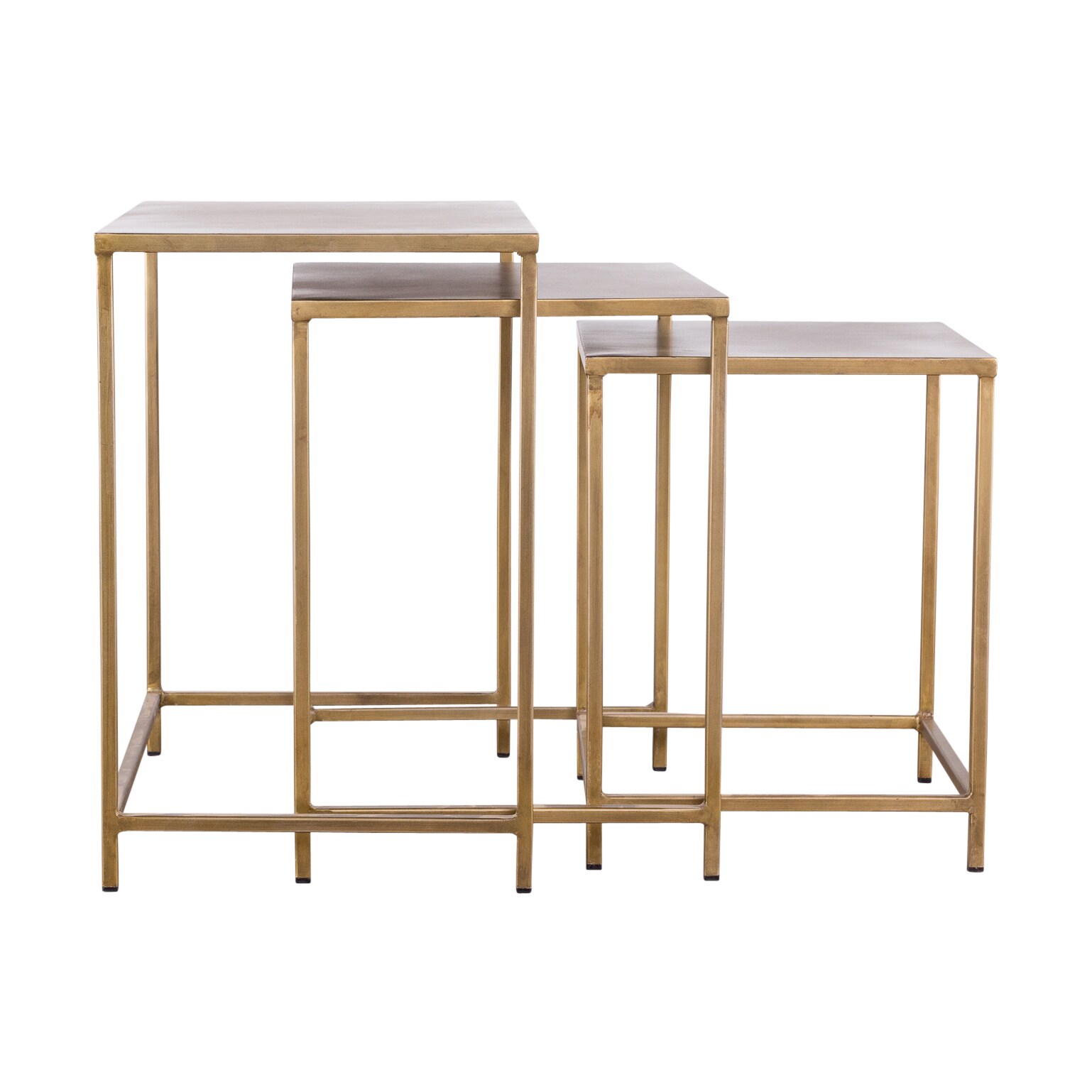 Shop CG Sparks Industrial Modern 3piece Brass Nesting Tables (India) Free Shipping Today