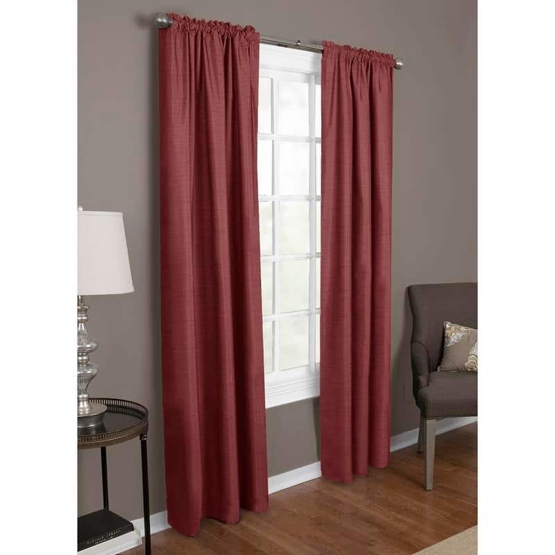 Maytex Josephine Faux Silk Thermal Shield Panel Pair - 40 x 84 - 40 x 84 - Red