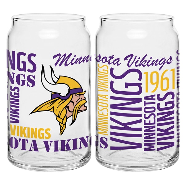 Shop Minnesota Vikings 16Ounce Glass Spirit Glass Set Free Shipping
