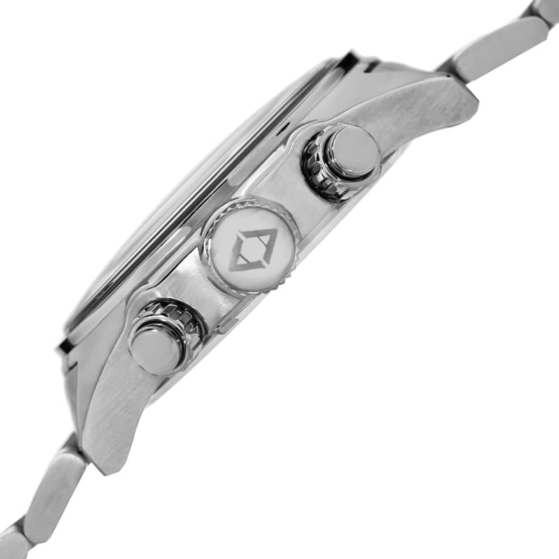 Akribos XXIV Men's Quartz Chronograph Stainless Steel Silver-Tone Bracelet Watch - Black