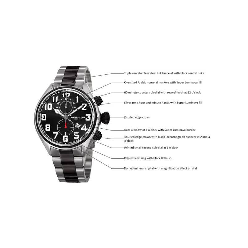 Akribos XXIV Men's Quartz Chronograph Stainless Steel Two-Tone Bracelet Watch