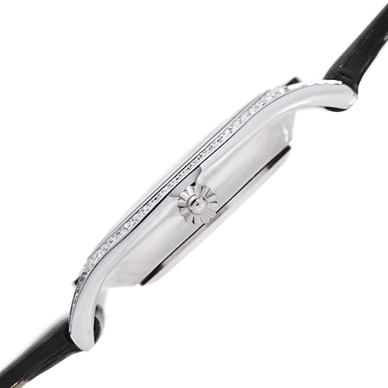 Akribos XXIV Women's Quartz Swarovski Crystals Satin Silver-Tone Strap Watch - black