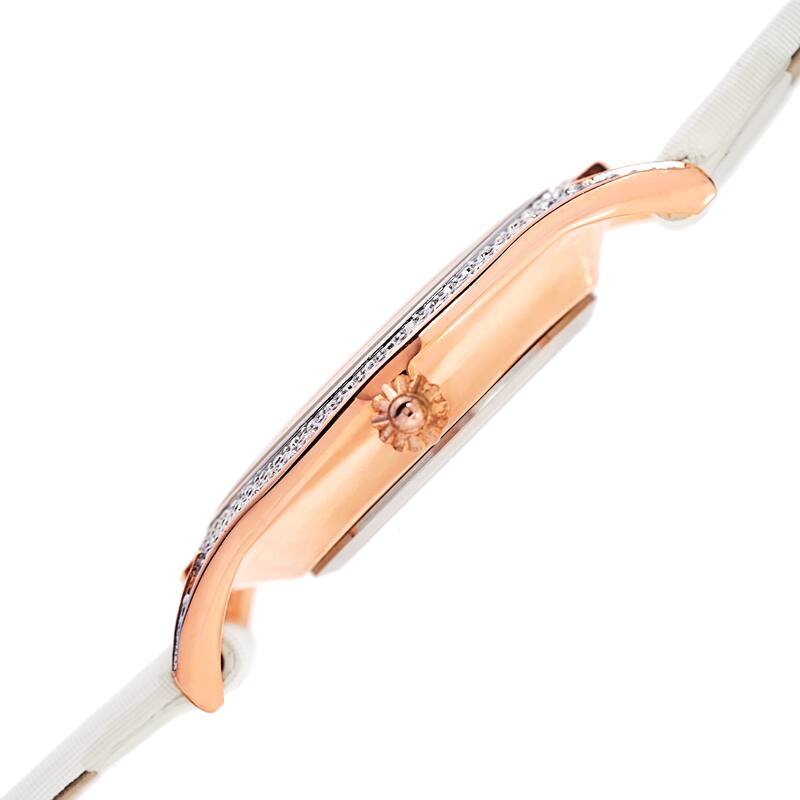 Akribos XXIV Women's Quartz Swarovski Crystals Satin White Strap Watch