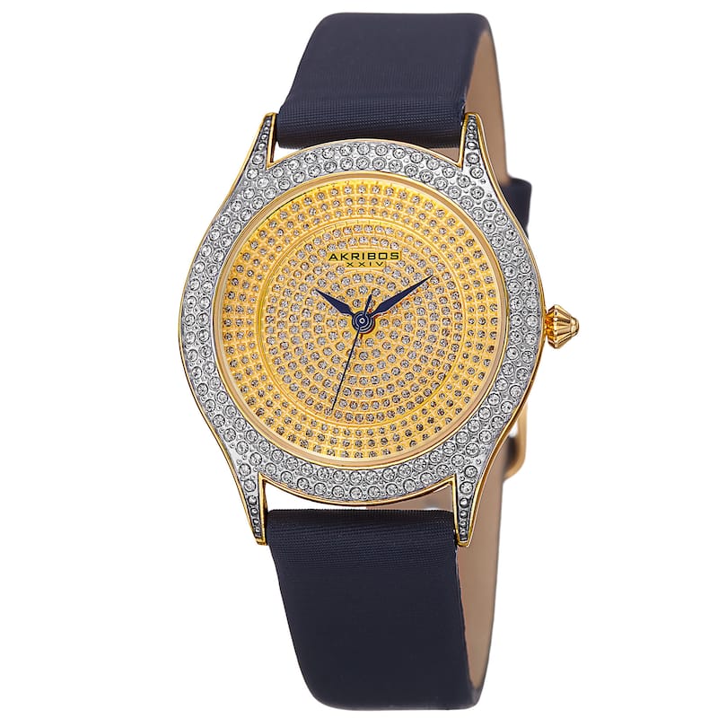Akribos XXIV Women's Quartz Swarovski Crystals Satin Blue Strap Watch