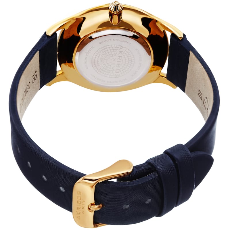 Akribos XXIV Women's Quartz Swarovski Crystals Satin Blue Strap Watch