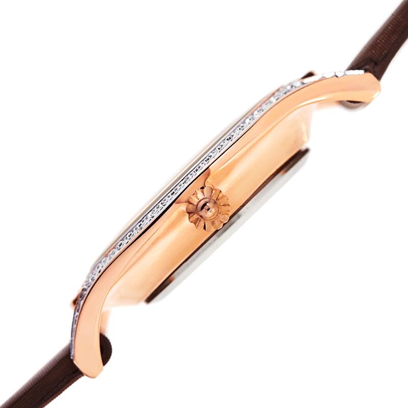Akribos XXIV Women's Quartz Swarovski Crystals Satin Brown Strap Watch