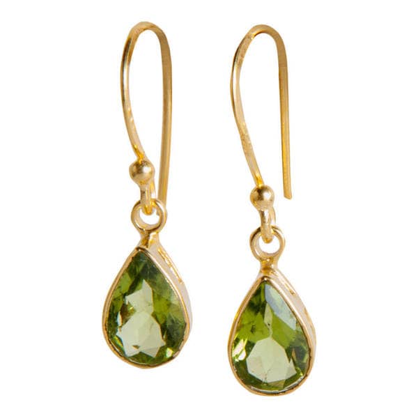 Handmade Gold Overlay Sterling Silver Peridot Dangle Earrings Handmade Gold Overlay Sterling Silver Peridot Dangle Earrings India