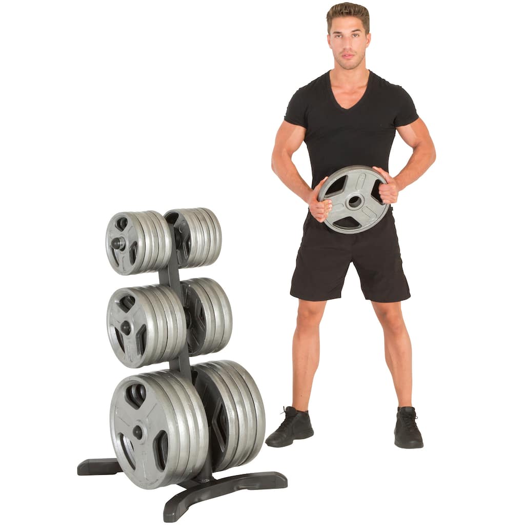 IRONMAN Triathlon X-Class Olympic Weight Tree with Bar Holders and Chrome Storage Posts