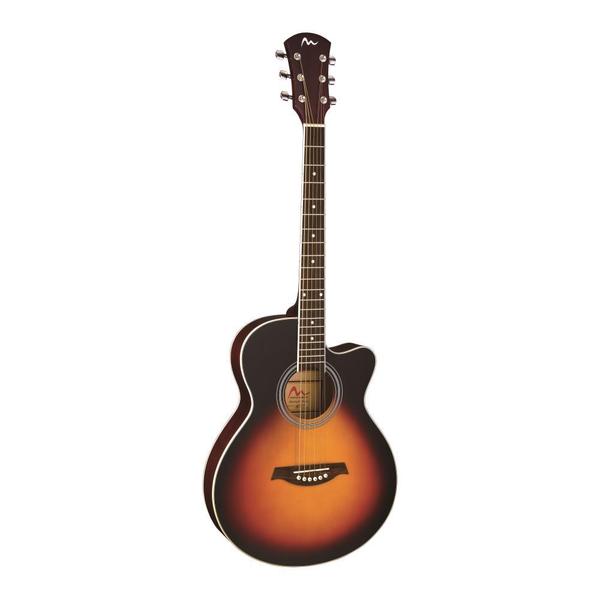Pyle PGA36 6-String Acoustic Electric Full Scale Two-tone Guitar (Accessory Kit Included)
