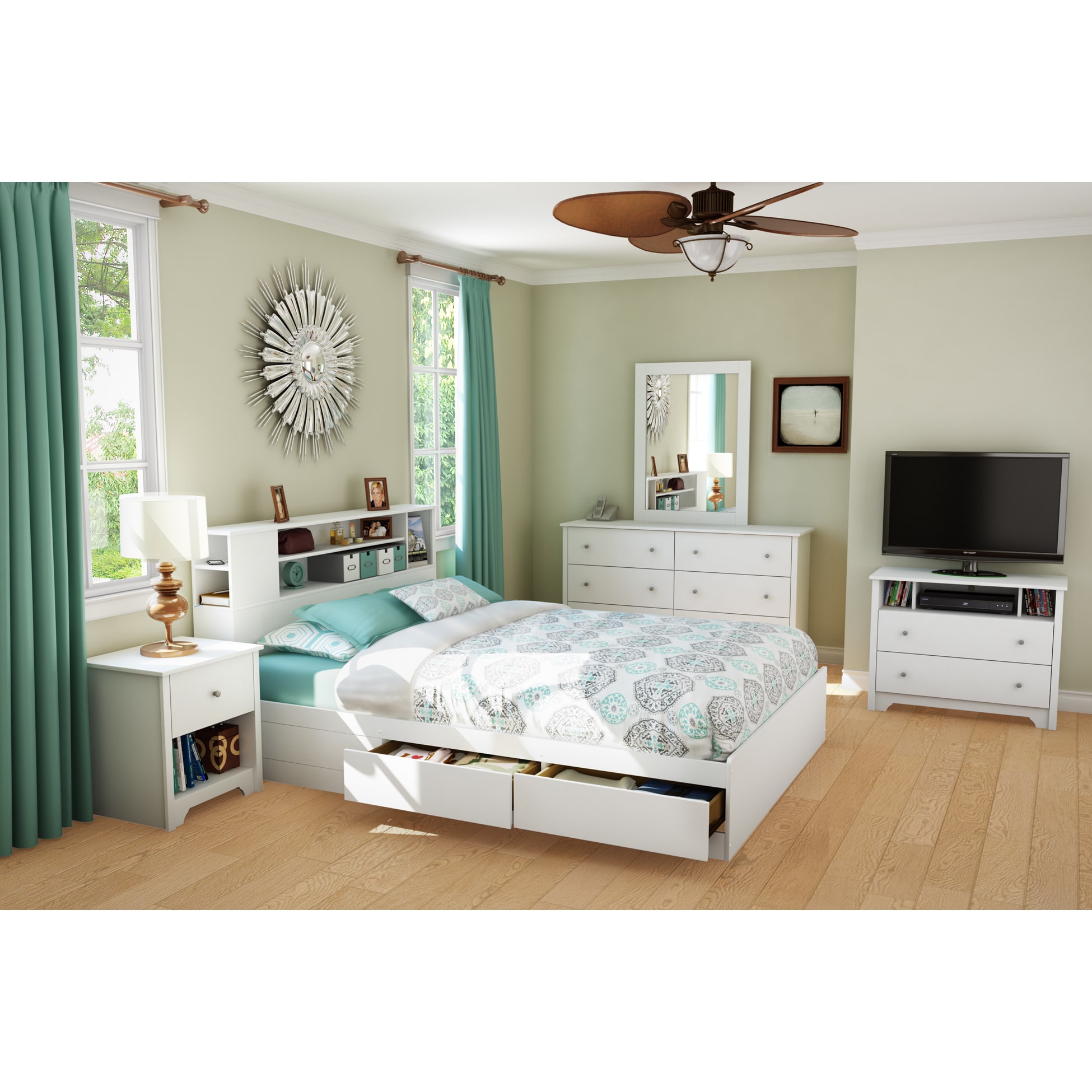 Shop South Shore Vito Queen Mates Bed Frame With Drawers And