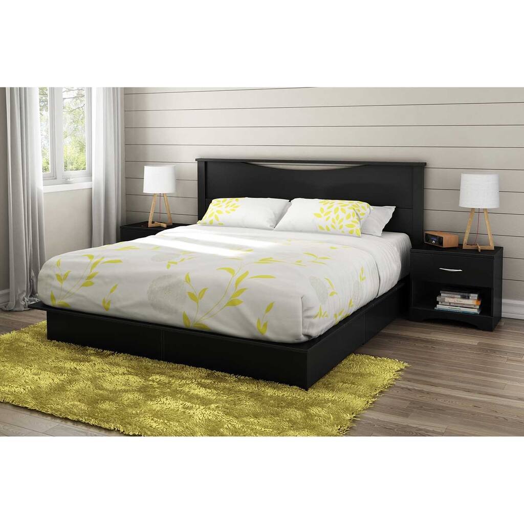 South Shore Step One King Platform Bed with Drawers and Headboard Set