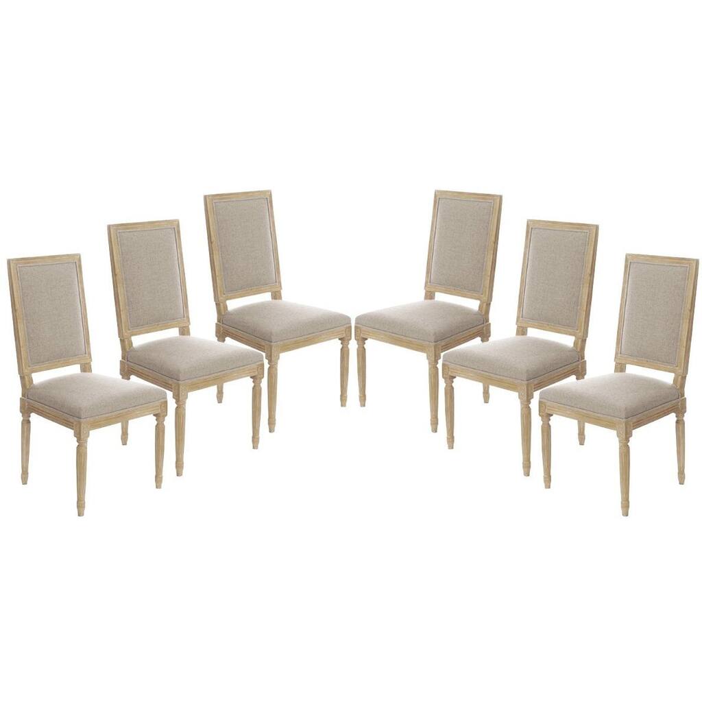 Set of 6 Vintage French Square Upholstered Side Dining Chairs