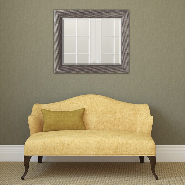 Shop Antique Silver Woven Finish Beveled Mirror Free Shipping Today