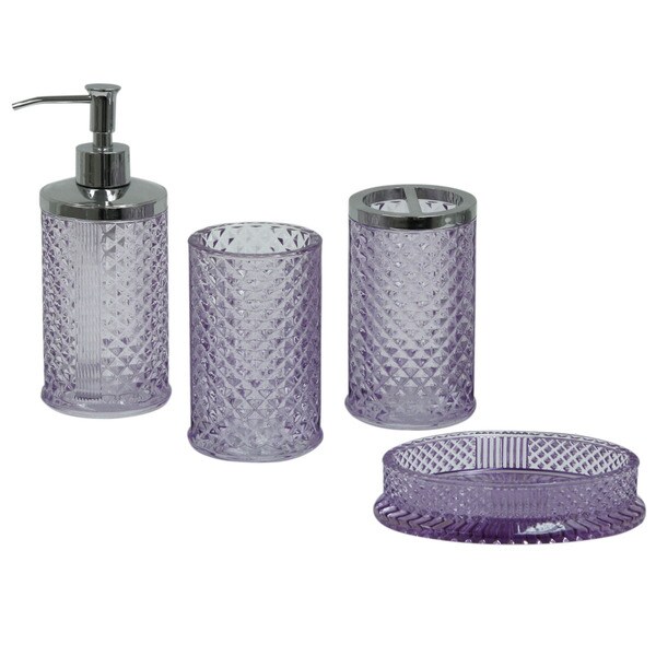 Jessica Simpson Diamond Cut 4 Piece Bath Accessories Set 2 Jessica Simpson Diamond Cut 4 Piece Bath Accessories Set 2 Colors Available