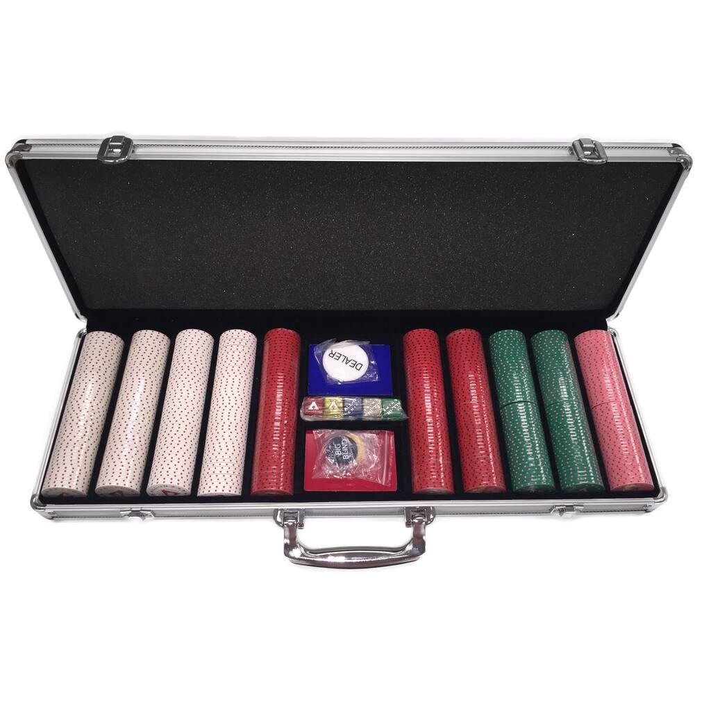 All-In 500-piece Clay Poker Chip Set with Carrying Case