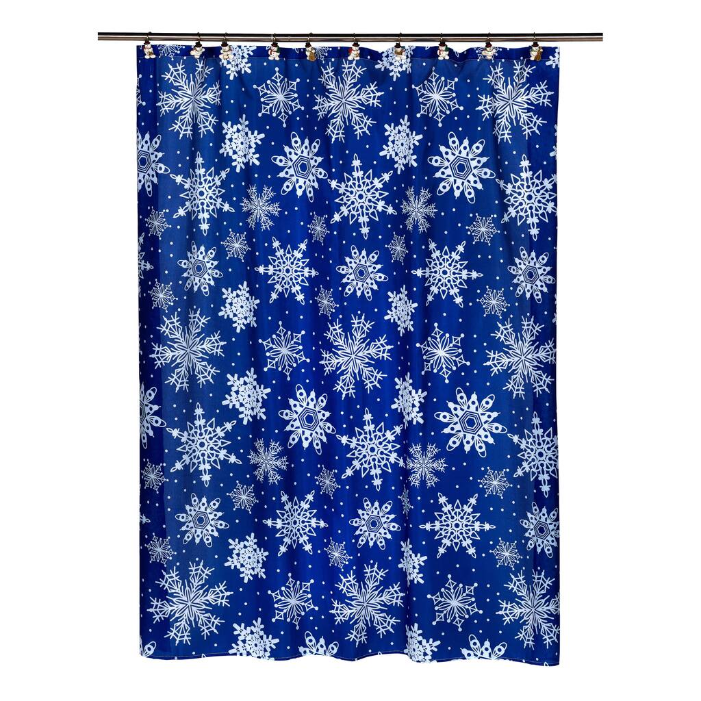 14-piece Christmas "Snowflake" Holiday Themed Shower Curtain Ensemble - Multi