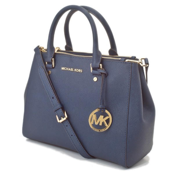 Shop Michael Kors Sutton Medium Navy Satchel Handbag - Free Shipping ...