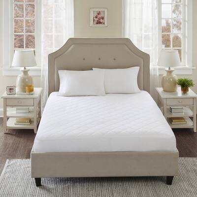 Sleep Philosophy All Natural Cotton Percale Quilted Mattress Pad - White