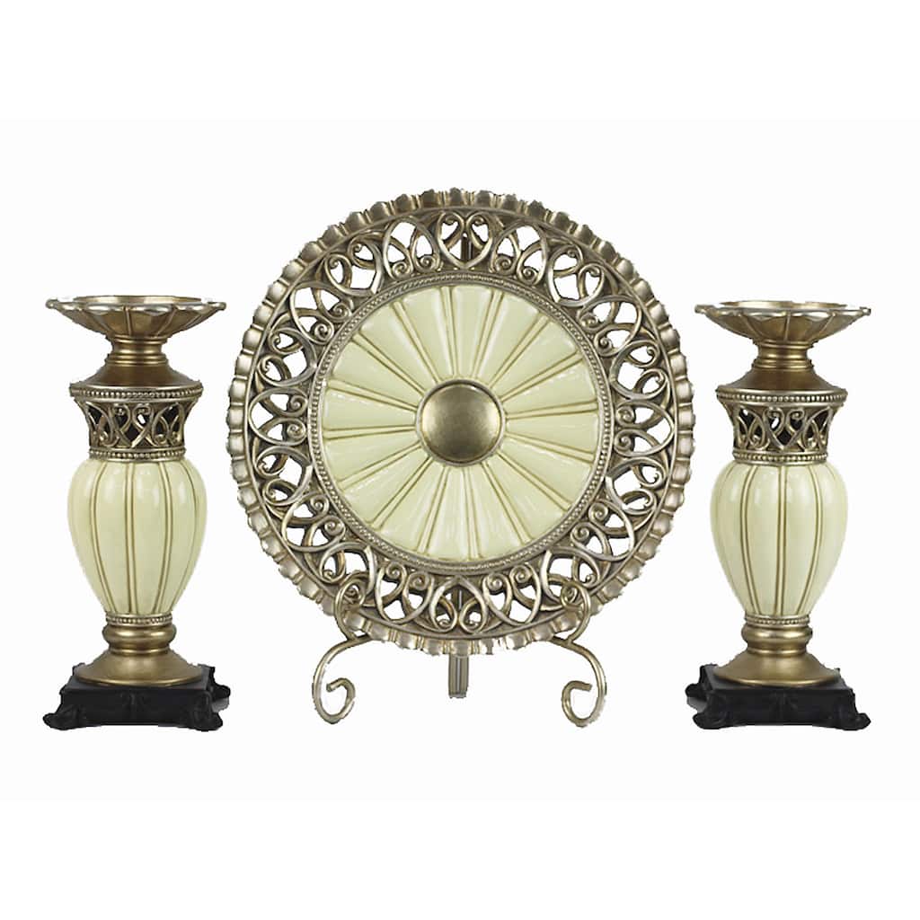 D'Lusso Designs Juliana Collection Four Piece Charger with Stand and Two Candlestick Set