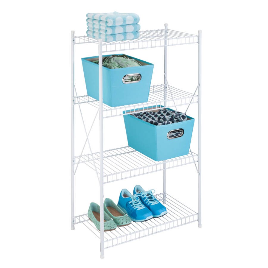 white wire storage shelves