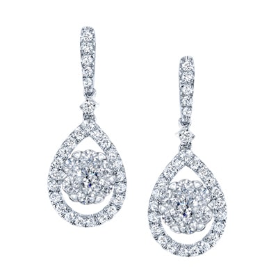 14k White Gold 3 4ct Tdw Diamond Pear Drop Earrings On 14k White Gold 3 4ct Tdw Diamond Pear Drop Earrings