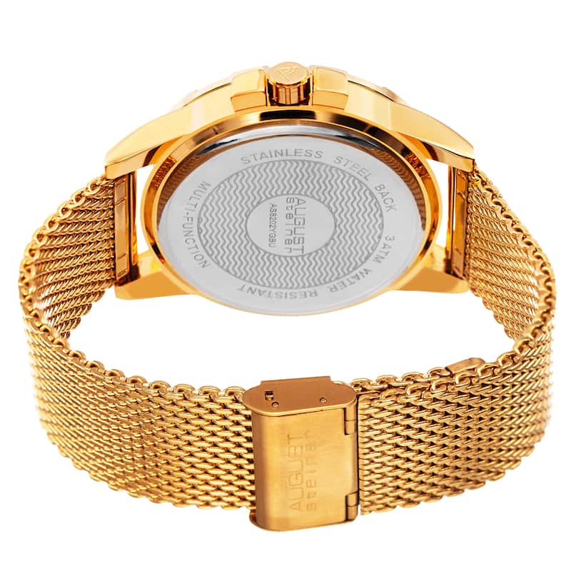 August Steiner Men's Quartz Quartz Stainless Steel Mesh Gold-Tone Bracelet Watch