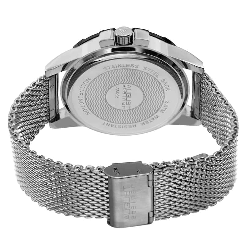August Steiner Men's Quartz Quartz Stainless Steel Mesh Silver-Tone Bracelet Watch - Blue