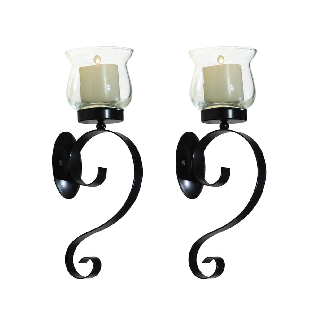 Adeco Metal Wall Sconces with Glass Candle Holder