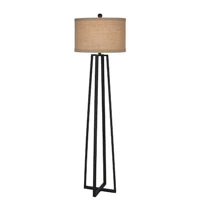 62 inch Black Molded Metal Floor Lamp